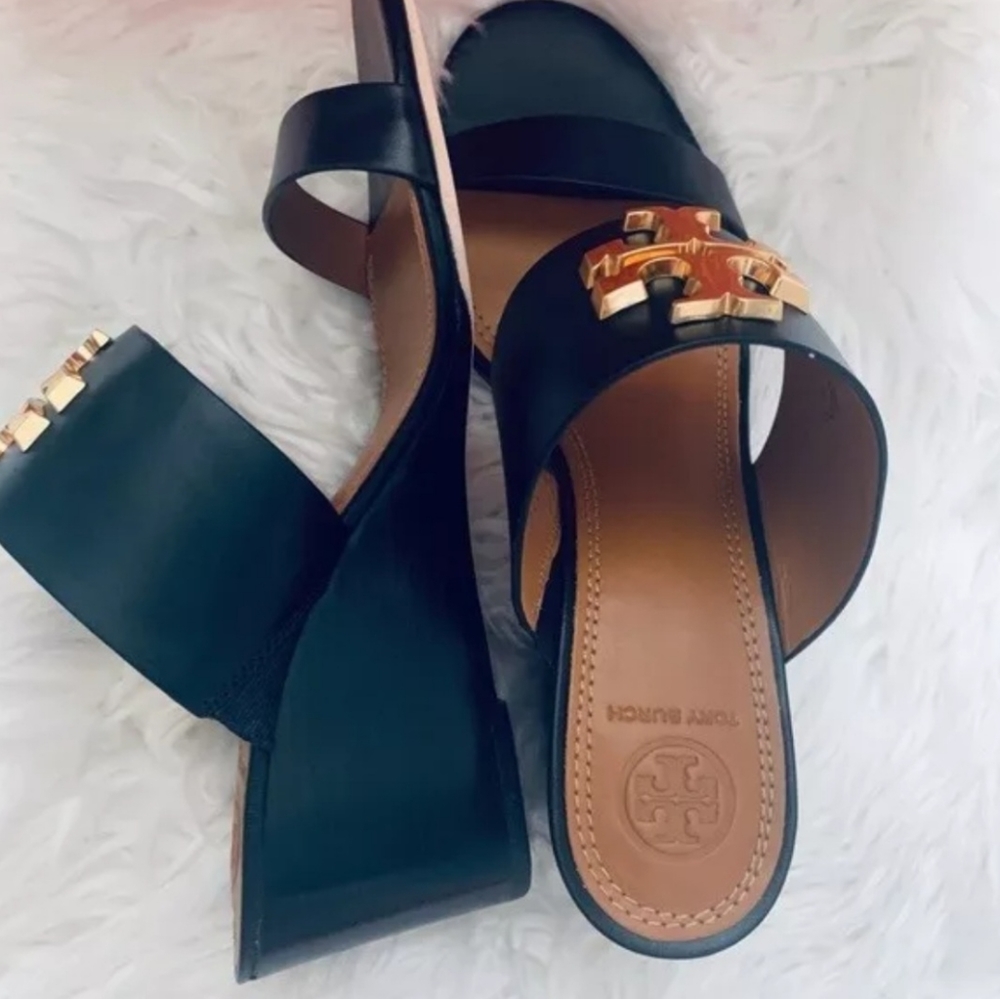 Brand New !! Tory Burch Everly 65M Sandals Wedge Calf Leather us 7.5